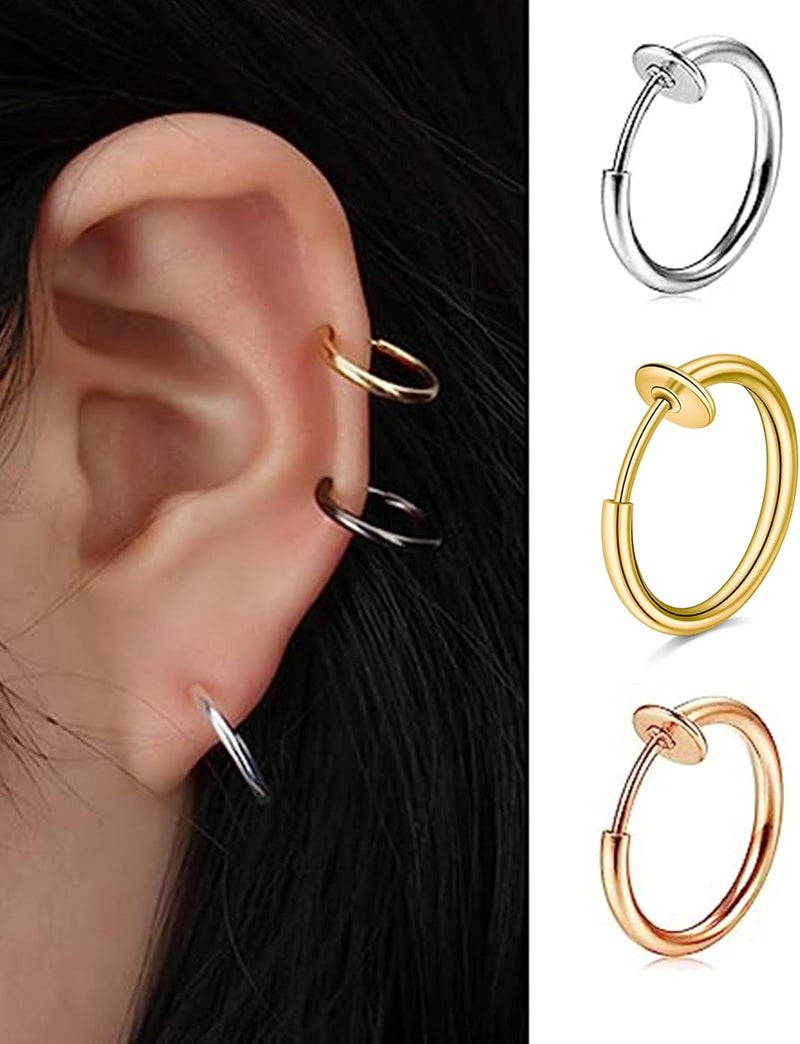 QWALIT Fake Nose Ring Fake Lip Piercing Fake Lip Ring Fake Nose Ring Hoop Fake Snake Bites Fake Lip Piercings Faux Lip Rings Fake Nose Piercing Clip on Nose Ring Spring - Image 4